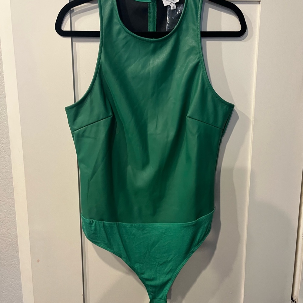 Green leather bodysuit